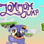 Kolorowy ekran startowy z niebieskim potworem, chmurami i unoszącymi się wyspami