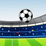 Piłka nożna unosząca się nad zielonym boiskiem na tle trybun stadionu