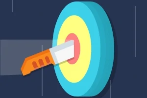 Rzut nożem wbitym w środek tarczy na ciemnym tle