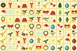 Kafelkowa układanka z kolorowymi symbolami świątecznymi, takimi jak choinki, wieńce, bombki, prezenty i śnieżynki