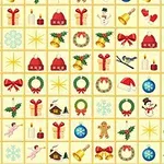 Kafelkowa układanka z kolorowymi symbolami świątecznymi, takimi jak choinki, wieńce, bombki, prezenty i śnieżynki