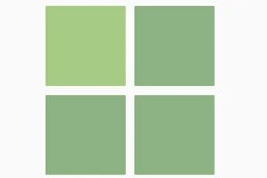 Cztery zielone kwadraty w dwóch odcieniach, ułożone w siatce 2x2 na białym tle