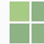 Cztery zielone kwadraty w dwóch odcieniach, ułożone w siatce 2x2 na białym tle