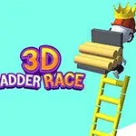Dwie postacie wspinają się po kolorowych drabinach trzymając belki, z napisem 3D Ladder Race na środku