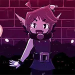 Postać o elfich uszach w ciemnym stroju z podniesioną ręką, na tle rozświetlonych świetlistymi kulami ścian i ciemnej scenerii