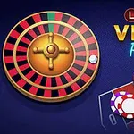 Ruletka z kolorowymi żetonami na planszy oraz napisami Lucky Vegas Roulette