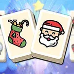 Dwie płytki z symbolami świątecznymi, jedna z wizerunkiem skarpety, druga z twarzą Mikołaja, na rozmytym tle z motywami świątecznymi