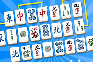 Kolorowe, różnorodne kafelki z tradycyjną chińską symboliką ułożone na niebieskim tle