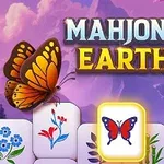 Motyl i kolorowe kafelki z motywami natury na tle fioletowego nieba i gór