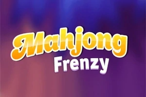 Napis Mahjong Frenzy w żółtej i białej czcionce na fioletowym tle