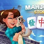 Młoda kobieta trzyma kota na tle nieba, obok niej widoczne są trzy płytki z symbolami