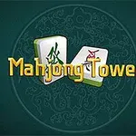 Dwa pionki do mahjonga z chińskimi znakami na zielonym tle z napisem Mahjong Tower