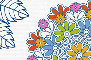 Kolorowy wzór z kwiatami i liśćmi na białym tle