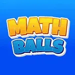 Niebieskie tło z kolorowymi kulkami oznaczonymi liczbami 2, 4, 5 i 7 oraz napisem MATH BALLS w centrum