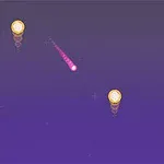 Różowa kometa na fioletowym tle z widocznymi żółtymi monetami