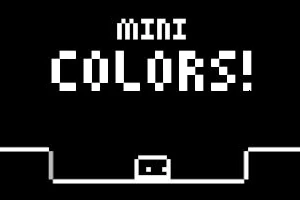 Czarno-białe pikselowe tło z napisem MINI COLORS!