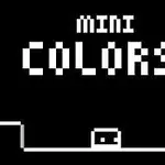 Czarno-białe pikselowe tło z napisem MINI COLORS!