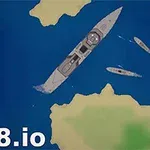 Statek wojenny i mniejsze łodzie na tle oceanu z widocznymi wyspami