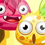 Trzy kolorowe stworki o dużych oczach i wyrazistych mimikach: czerwony, żółty i zielony