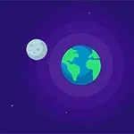 Ziemia i Księżyc na tle kosmosu z gwiazdami