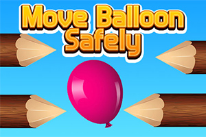 Na niebieskim tle znajduje się różowy balon otoczony czterema ołówkami z napisem Move Balloon Safely u góry