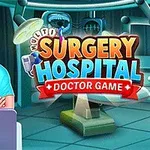 Starszy lekarz w sali operacyjnej z logo gry na pierwszym planie