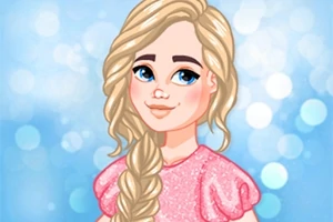 Kobieta z długimi blond włosami uplecionymi w warkocz, ubrana w różową brokatową bluzkę, na tle rozmytych świateł