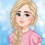 Kobieta z długimi blond włosami uplecionymi w warkocz, ubrana w różową brokatową bluzkę, na tle rozmytych świateł