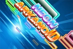 Kolorowe neonowe litery umieszczone na tle w futurystycznym stylu z niebieskimi promieniami światła