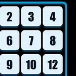 Kwadratowa plansza z numerowanymi przyciskami od 1 do 12, z nieregularnym rozmieszczeniem liczb