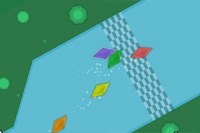 To wyścigi papierowych łódek z widokiem z góry