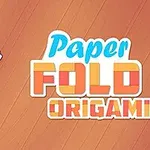 Napis Paper Fold Origami obok ikony składanego papieru z obrazkiem kawałka pizzy na pomarańczowym tle