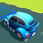 Niebieski samochód na parkingu z widoczną oznaczoną strefą P