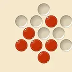 Czerwone i białe kulki ułożone w symetryczny wzór na beżowym tle