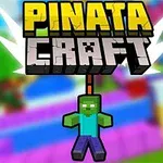 Logo Pinata Craft z wizerunkiem postaci przypominającej zombie w stylu pikselowym na kolorowym tle
