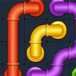 Kolorowe rury ułożone w labirynt na ciemnym tle