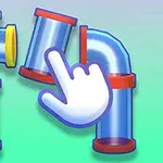 Rurki w różnych pozycjach z białą ręką wskazującą na jedną z nich na zielono-niebieskim tle