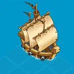 Statek z żaglami płynący po niebieskim morzu z widokiem z góry