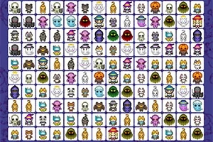 Kolorowa siatka z różnorodnymi, kreskowymi postaciami i ikonami na białym tle