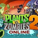 Kolorowa ilustracja z kreskówkowymi roślinami i zombie po obu stronach oraz dużym napisem PLANTS vs