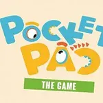 Napis Pocket Pao The Game z kolorowymi literami na beżowym tle