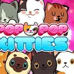 Rysunkowe kotki na różowym tle z napisem POP POP KITTIES