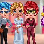 Trzy kobiety w kolorowych fryzurach i ubraniach z lat 80