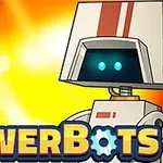Dwa roboty na tle eksplozji z napisem PowerBots u dołu