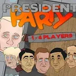 Rysunkowe twarze polityków z napisem President Party i informacją 1-4 players