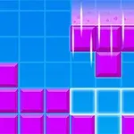Kolorowe, różowe klocki w grze logicznej na niebieskim tle