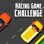 Dwa kolorowe samochody na jezdni z napisem Racing Game Challenge po prawej stronie