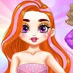 Dwie postacie z dużymi oczami, jedna z długimi rudymi włosami i w różowym ubraniu, druga w fioletowym futrzanym płaszczu na tle jasnych kolorów