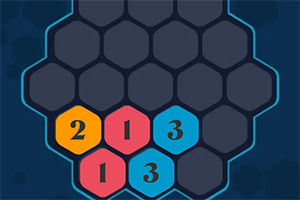 Kolorowe sześciokątne płytki z liczbami na ciemnym tle