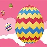 Wzór z kolorowymi, dekoracyjnymi pisankami na różowym tle z chmurami